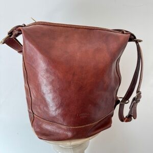 I Medici Firenze Luxurious Brown Leather Shoulder Bucket Bag